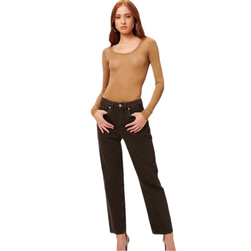 Good American Scoop Neck Sheer Bodysuit In Pale Gold Sz 3